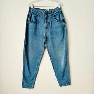 Brittania vintage 100% Cotton Baggy Fit Mom Jeans Tapered Medium Wash woman’s 18